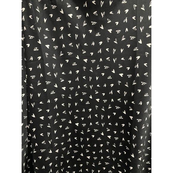 LOFT Black Midi Skirt With Heats Pull On Sz S Flirty Datenight Cute Whimsycore - Picture 2 of 6